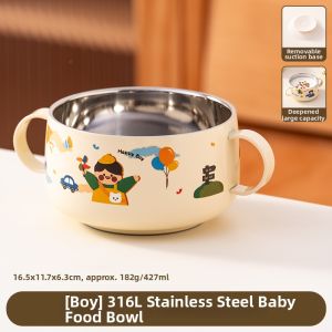 onlycook | Family 4-Person 316L Stainless Steel Kids Food Bowl