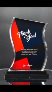 ACRYLIC PLAQUE - ACRYLIC TROPHY - AWARD - CUSTOMIZED  PERSONALIZED JAY C. DESIGNS - 8005