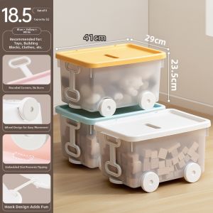 Citylong | Clear Stackable Sealed Large Capacity Kids Toy Storage Box with Wheels