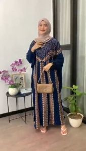 Kaftan Renata - Kaftan Gamis Size Jumbo Rayon Premium Busui Lengan 7/8 Motif Terbaru Elegan Cocok Untuk Lebaran