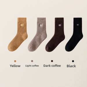 miiow | Thickened Fleece Winter Socks Womens Anti-Cold Snow Boots Socks Cat Person Loose Mouth Warm Woolen Socks For Autumn And Winter