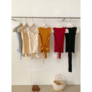 Áo Len Dệt Kim Không Tay Mùa Hè 2025 Eo Thon Gọn Thoải Mái Thời Trang Áo Vest Dệt Kim Áo Vest Lụa Áo Vest Không Tay