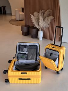 Hinomoto Silent Universal Wheel Business Boarding Luggage 2025 New Large Capacity Travel Pull Rod Box Front Open