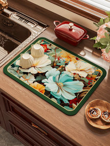 Modern Chinese Style Kitchen Dining Table Mat Absorbent Waterproof Heat Resistant Slipproof Silicon Dendroid Coaster Pad