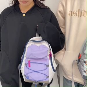 KNT กระเป๋าเป้ไนล่อนมินิ รุ่น N202 สไตล์สปอร์ต ขนาดกะทัดรัด โทนสีตัดกัน จุของได้เยอะ (3สี ขาว เขียว ม่วง)