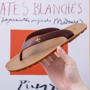 Mens Casual Rubber Thong Slippers Wear-Resistant Tire Rubber Bottom Anti-Slip Beach Sandals Comfortable Summer Shoes