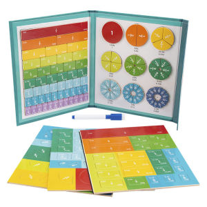 เด็กเศษส่วนแม่เหล็กการเรียนรู้ของเล่นคณิตศาสตร์ไม้เศษส่วนชุดเด็กเลขคณิตการเรียนรู้ของเล่นเพื่อการศึกษาการสอน Aids