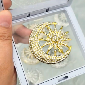 Dokoh Pin Songkok Tanjak Samping Premium Nikah Raya Tradisional Melayu Batu Korea Brooch [5cm]