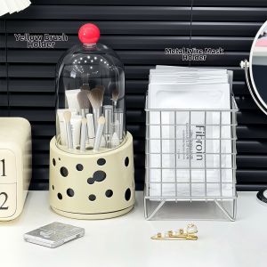 Transparent Dustproof High Capacity Rotatable Organizer for Makeup Brushes and Cosmetics