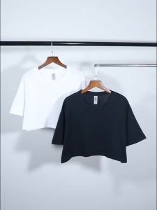 S-3XL New Solid Short Sleeve Mens Black White Crop Top Casual Loose T-Shirt Street Sport Tops Summer Cotton Trendy Clothing