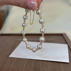 Millie Anti-Loss Magnetic Clasp Pearl Bracelet Womens High-End Adjustable Vintage French Style Fashion Jewelry Accessory