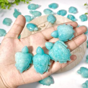 1PC High Quality Amazonite Sea Turtle Natural Crystal Carving Gemstone Jewelry Glitter Birthday Gift Women Gift.