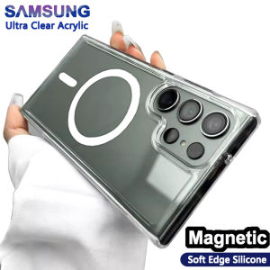 Acrylic Magnetic Cover Clear Case For Samsung Galaxy S24 S23 S21 Fe S25 Ultra S22 Plus Z Fold Flip 6 5 4 3 Magsafe Hard Cases
