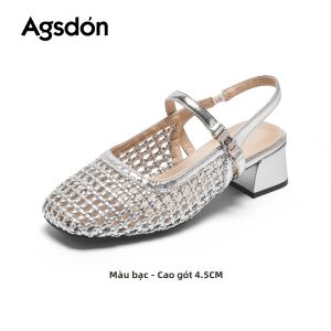 Agsdon | Dép Mùa Hè Thời Trang Dạng Mary Jane Thoáng Khí Gót Rỗ