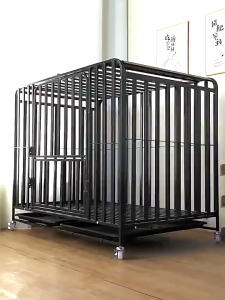 GREENPETS Dog Cage with Roof Large Dog Crate Heavy Duty Pet Cage with Wheels Cat Cage with Removable Tray