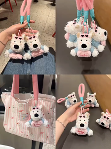 West Highland ตุ๊กตาจี้น่ารักการ์ตูนลูกสุนัขกระเป๋าจี้ตุ๊กตาพวงกุญแจตุ๊กตาอุปกรณ์เสริมของขวัญสร้