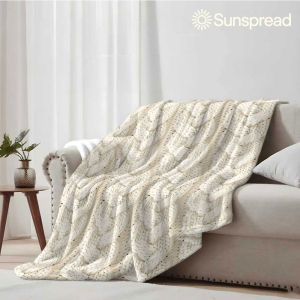 Beast Kingdom | Cream Cable Knit Soft Warm Flannel Blanket Lightweight Cozy Christmas Halloween Home Decor Room
