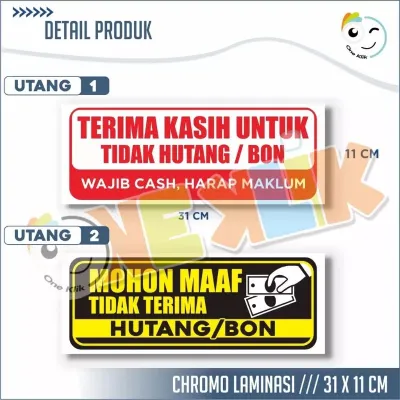 STIKER DILARANG HUTANG stiker print ukuran 31 x 11 cm