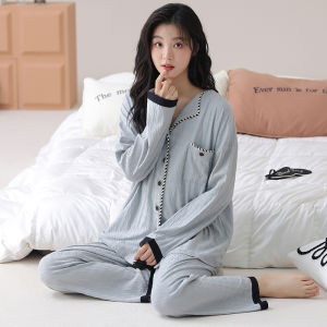 Bộ đồ ngủ MiiOW cho nữ vải cotton 100% dễ thương bộ dài tay