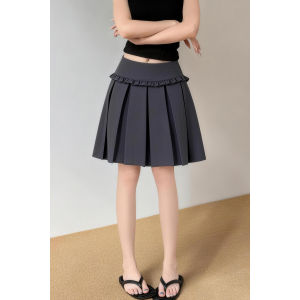 MANMI | High Waist Slenderizing Hiding Hips A-Line Short Skirt Gray