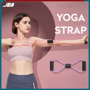 JBA 8 Type Yoga Strap Belt Exercise Elastic Soft Thick TPR  Anti Slip Durable Body Stretch Band For Women Workout Equipment 拉力带