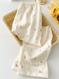 Cotton Silk Sleep Pants Womens Spring Summer Long Pants Can Be Worn outside Autumn Winter Lady Pregnant Home Clothes plus Size Casual