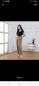 Celana Cargo Wanita Highwaist Premium Jumbo - Cargo Pant Wanita Terbaru - Clana Kulot Kargo Wanita