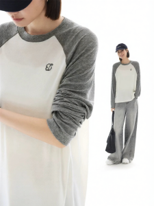 Soft Silk Wool Washable Long Sleeve T-Shirt Spring Raglan Sleeves