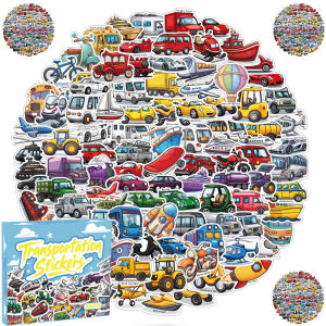 Cartoon Transport Vehicle Stickers 200 Pcs Kids Graffiti Decorative Waterproof for Water Bottles Notebooks Mobile Phones
