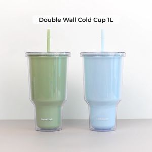 LocknLock Exclusive Botol Minum Double Wall Cold Cup with Straw