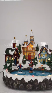 FC614 Christmas Skating Village with colorful lights and Festive Decorations.