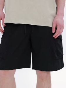 กางเกงคาร์โก้ ขาสั้นผู้ชาย ผ้าฝ้าย กระเป๋าหลายช่อง เอวยางยืด สไตล์เกาหลี