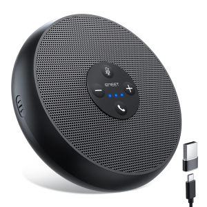 EMEET ลําโพงประชุมสปีกเกอร์โฟนแบบมีสาย USB พร้อมไมโครโฟน 2 ตัว 360 °   การซูมไมโครโฟนประชุมรับเสียงที่ผ่านการรับรองสําหรับสํานักงาน/บ้าน