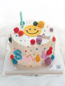 Smile Smiley Birthday Cake Decoration Website Red Ins Style Cute Smile Plug-in Color Dopamine Polymer Clay Ball