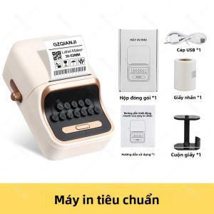 Máy In Nhãn Trắng Đen Nhãn Hiệu White Black Label Kết Nối Không Dây Bluetooth Sử Dụng Giấy Cuộn Có Keo Dán Dùng Cho Gia Đình Và Văn Phòng