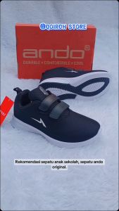 SEPATU ANDO ANAK SEKOLAH KEKINIAN / SEPATU ANDO HITAM PUTIH PREKAT / SEPATU ANDO FULL BLACK UNTUK SEKOLAH SIZE 29-38
