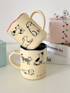 Cute Dogs and Cats Pet Mug Stylish Large Capacity Ceramic Cup Office Drinking Water Couples Cups Birthday Gift
