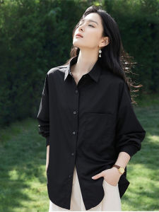 XUNYI | Áo Blouse Đen Sang Trọng Trẻ Hóa Phong Cách Nữ Mùa Xuân Thu Thường Ngày