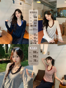 Ibell Zhang Beibei Cotton Linen Knitted Shirt Short Sleeve Heart Collar Slimming Effect Womens Casual Style Top Summer Wear