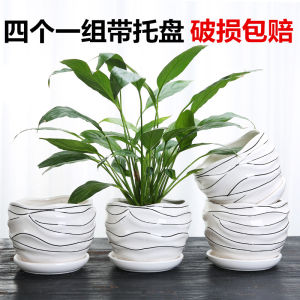 Flower Pot Ceramic Clearance Special Offer Large Creative Personality Simplicity Household with Tray Green Radish Plastic Succulent Small Flower Pot