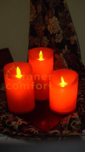 Lilin Elektrik LED Merah Lurus Sumbu Goyang Batere AA