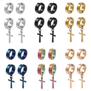 Stainless Steel Non-Piercing Stud Earrings Ear Clip Women And Men Punk Hip Hop Earring Set