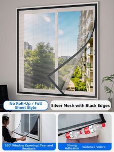 JH | Insect Prevention Window Screen Self Adhesive Magnetic Tape Invisible Curtain Effect