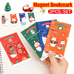 YESPERY 2Pcs/Set Original Christmas Magnetic Bookmark Student Christmas Exquisite Stationery Small Gift Cute Creative Bookfold