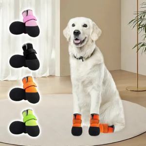 HamshMoc Dog Outdoor Shoes Anti-Slip Reflective Adjustable Natural Rubber Sole Waterproof for Medium/Large Breeds