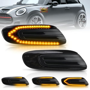 LED แบบไดนามิกด้านข้างไฟเลี้ยวไฟสัญญาณรีพีทเตอร์ไฟเลี้ยวแบบลำดับสำหรับบีเอ็มดับเบิลยู มินิคูเปอร์ F55 F56 F57 2014-2017