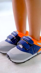 HIPZI Sepatu Anak Sneaker Anak Kecil Cewek Cowok Perempuan Laki Laki Sport Sekolah Sd Tk Paud  Hnb Abu Navy Orange