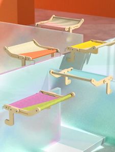 Pet World Cat Hammock Wooden Hanging Adjustable Rest Sleeping Balcony Window Glass Pet Bed for Cat