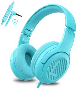 AWATRUE Kids Headphones with MicrophoneSafe Volume Limiter 94dB3.5mm Jack On-Ear Headset for Children Teens Girls Boys School