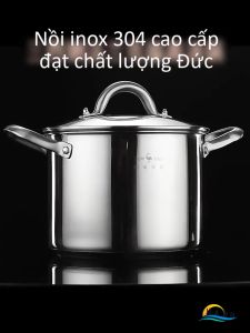 Nồi Bếp Từ 3 Đáy Inox 304 SSGP 5.4L (22cm) Nồi Luộc Gà Hầm Xương Dung Tích Lớn Tay Cầm Chống Nóng Nắp Kính Cường Lực An Toàn